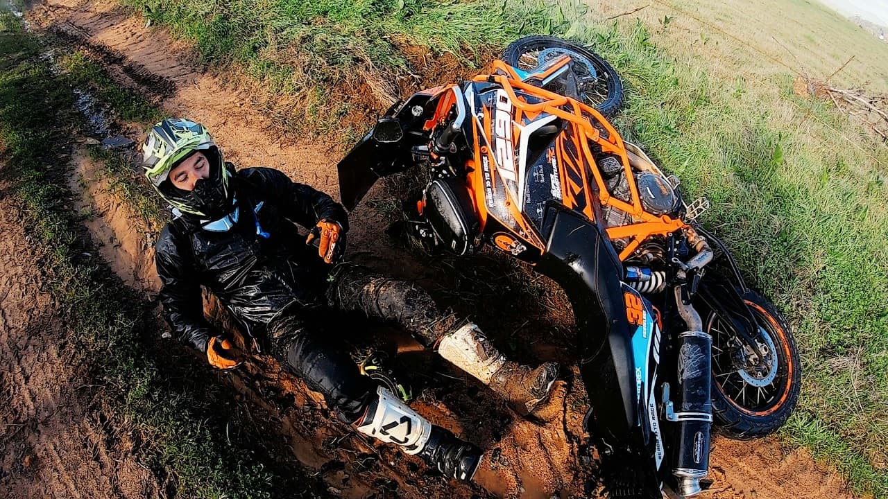 KTM 1290 Crash Caught on Camera | Mud, Mayhem & a Dead Snake